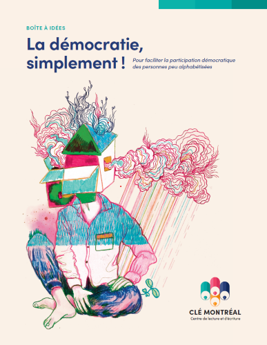 page couverture de la boiîte à idées La démocratie simplement, pour favoriser la participation démocratique des personnes peu alphabétisées